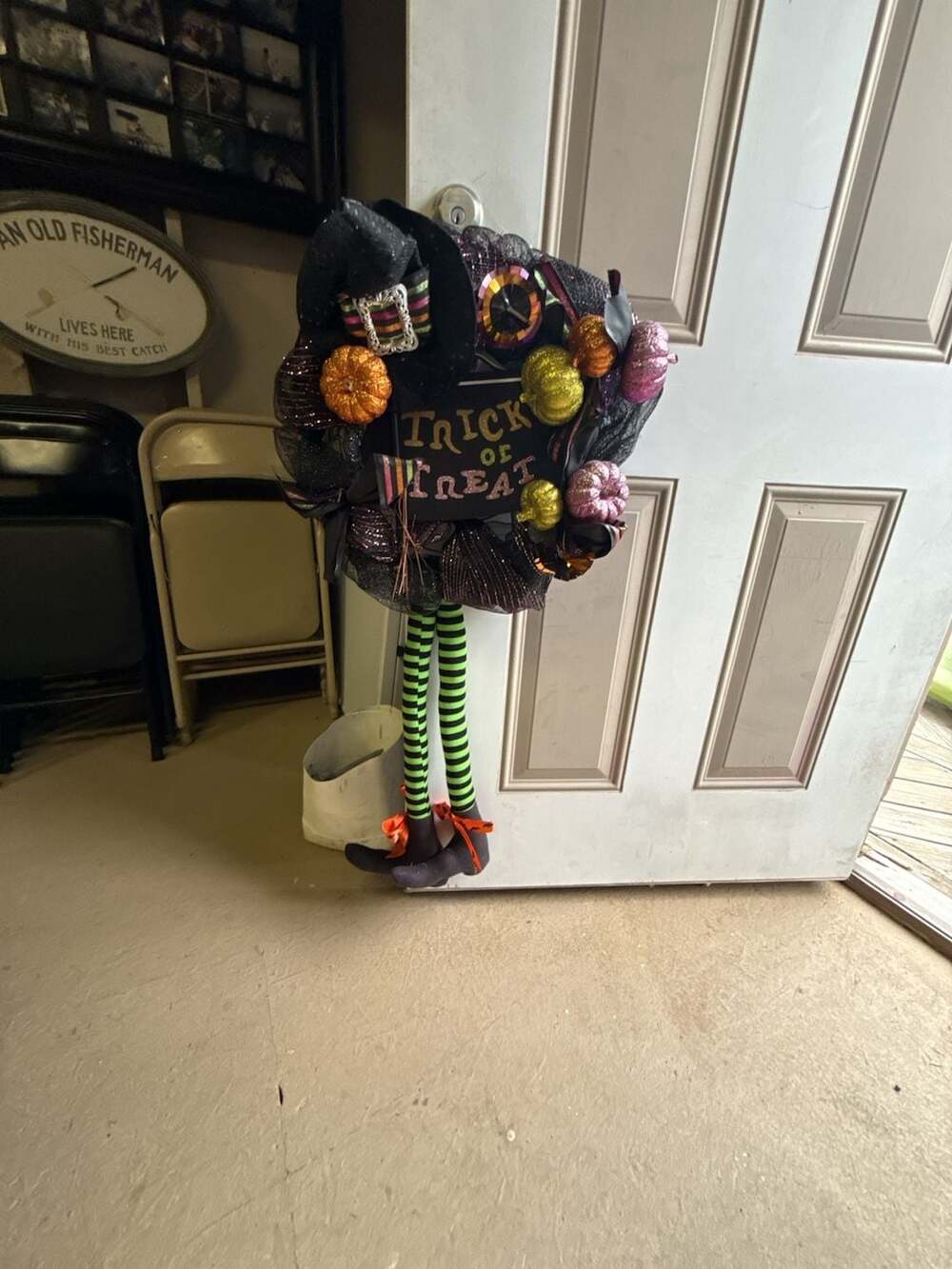 Flash World Halloween Witch Wreath With Hat Legs And Pumpkins